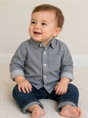 Gymboree Gray Button-Down Shirt for Kids